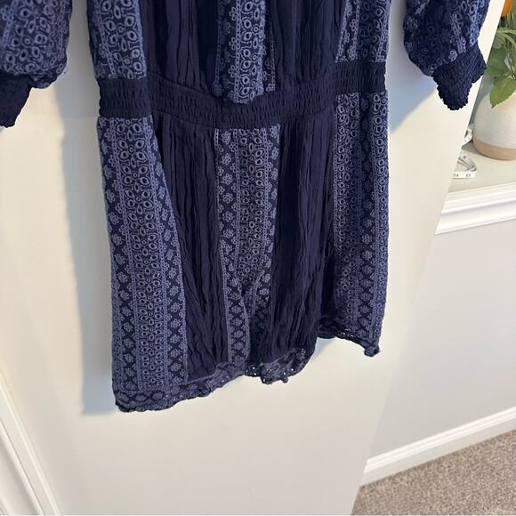 Alice + Olivia Navy Blue Floral Eyelet Embroidered Mini Dress 2 - Picture 8 of 12
